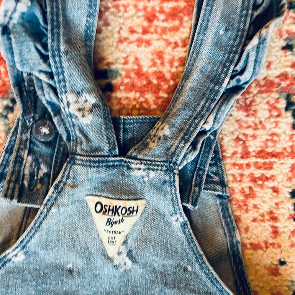 Rare OshKosh 2T Floral Denim Overalls with Ruffle Trim - Picture 11 of 12
